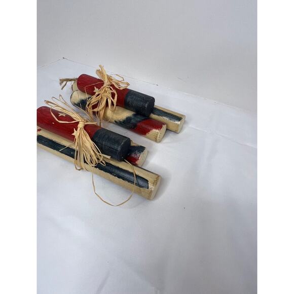 Set of 2 Wooden Hand Crafted Firework Decoration~Unique! - Picture 3 of 4